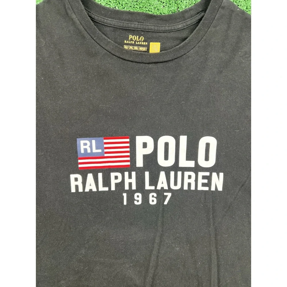 Polo Ralph Lauren USA 1967 Graphic T-Shirt Mens 2XLT Black Short Sleeve Cotton